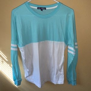 Blue and white long sleeve tee